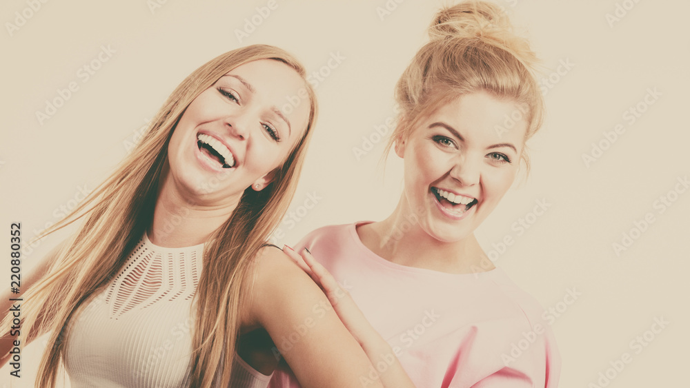 Positive female friends having fun Positive female friends having fun