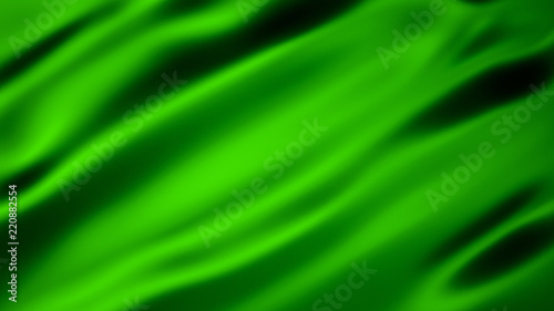 Green drapery fabric flag. 3d illustration, 3d rendering.