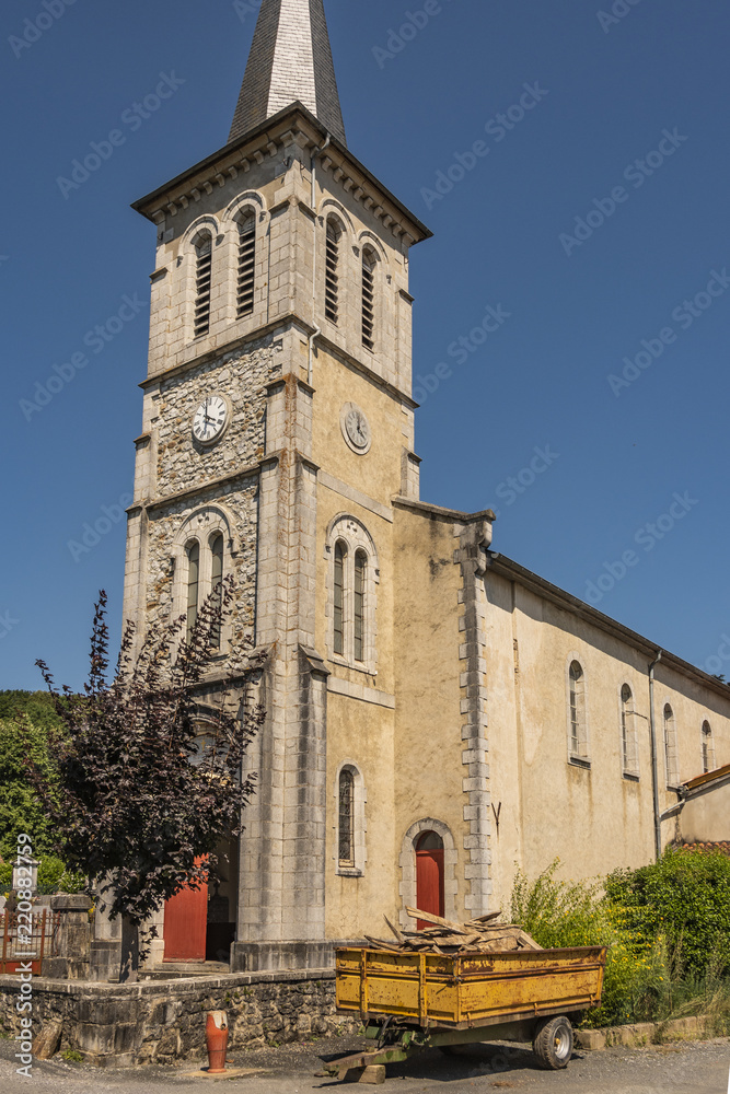 church of a farming village in the Pyrenees-Atlantiques region. aquitaine france