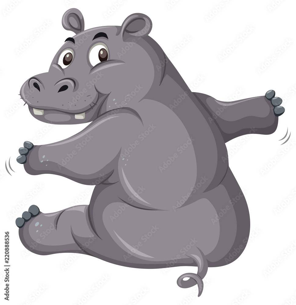 Fototapeta premium A cute hippopotamus on white background