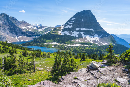 Canvas Print logan pass trail in Glacier national park on sunny day,Montana,usa