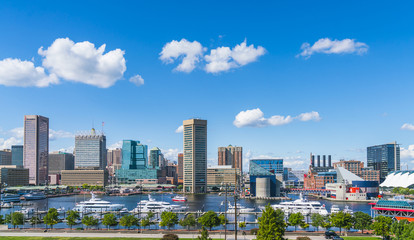 baltimore,maryland,usa. 09-07-17 :  Baltimore skyline on sunny day.