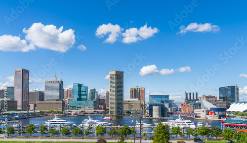 baltimore,maryland,usa. 09-07-17 :  Baltimore skyline on sunny day. © checubus