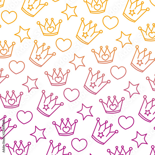 degraded line metal crown with heart and star background
