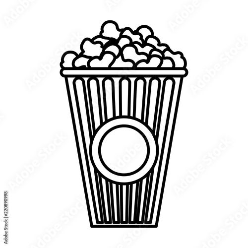 line delicious popcorn snack food in the box
