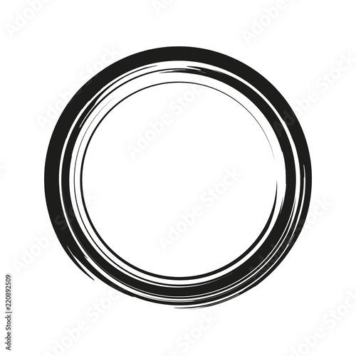 vector brush strokes circles of paint on white background. Ink hand drawn paint brush circle. Logo, label design element vector illustration. Black abstract circle. Frame.