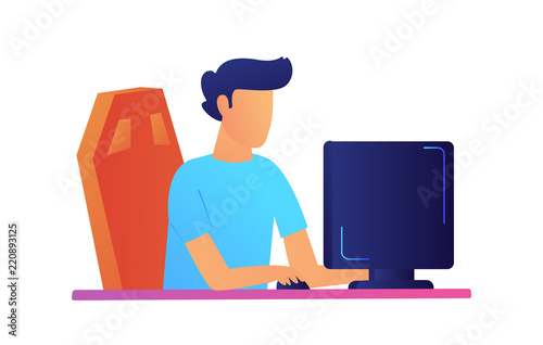 Programmer working on computer vector illustration