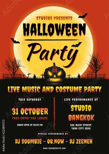 Halloween Party Poster. Flyer Design
