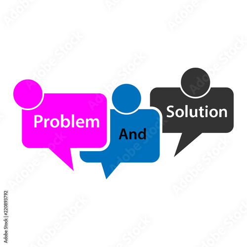 Problem and solution vector with people bubble. Flat vector illustration on white background