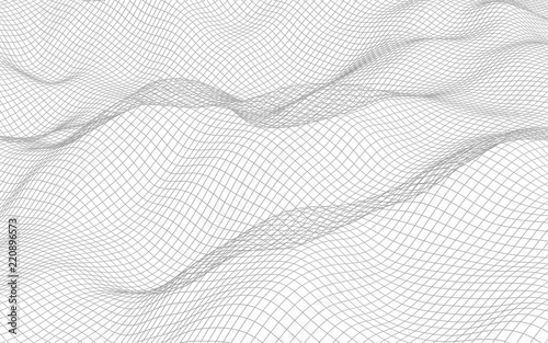 Wallpaper Mural Abstract landscape on a white background. Cyberspace grid. Hi-tech network. 3d illustration Torontodigital.ca