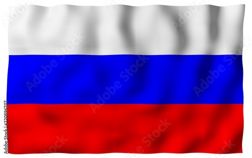 Waving flag of the Russian Federation. The National. State symbol of the Russia. 3D illustration