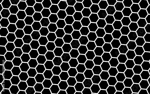 White honeycomb on a black background. Isometric geometry. 3D illustration