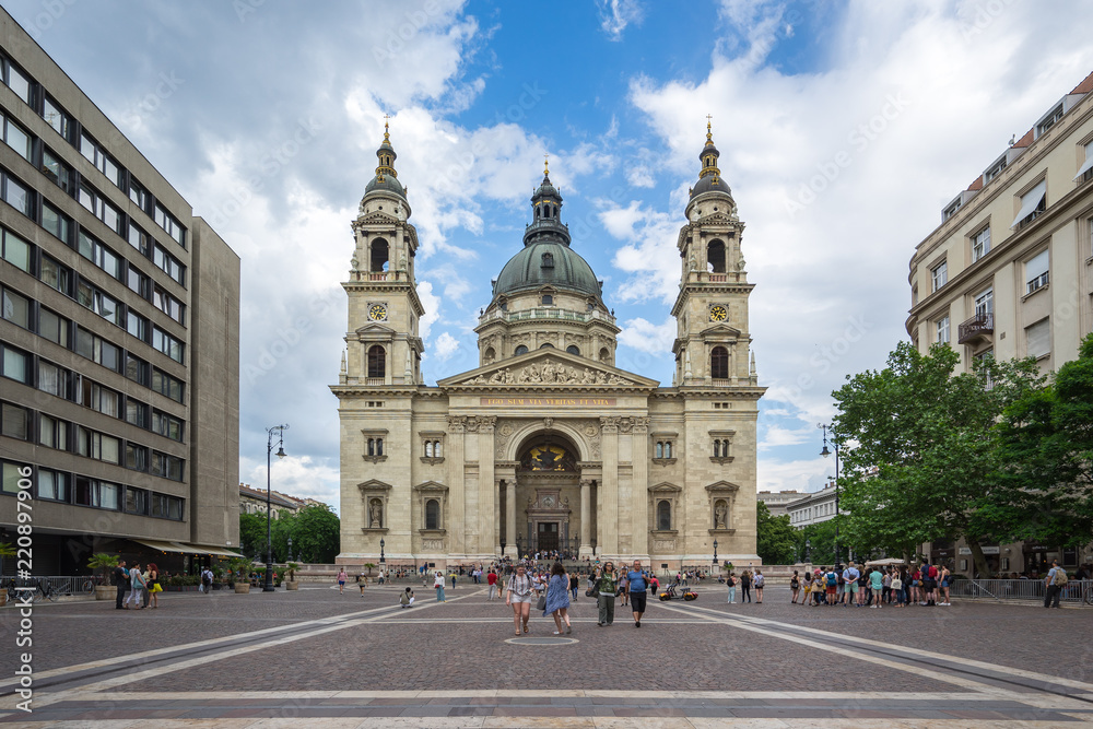 The tourist are travelling at St. Stephen's Basilica in Budapest, Hungary
