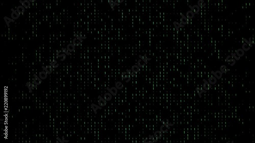 4k Gradient, colorful binary code with lots of the number ones glowing and fading out loopable background video on a black screen  for stock market and exchange, data, big data, business finance,