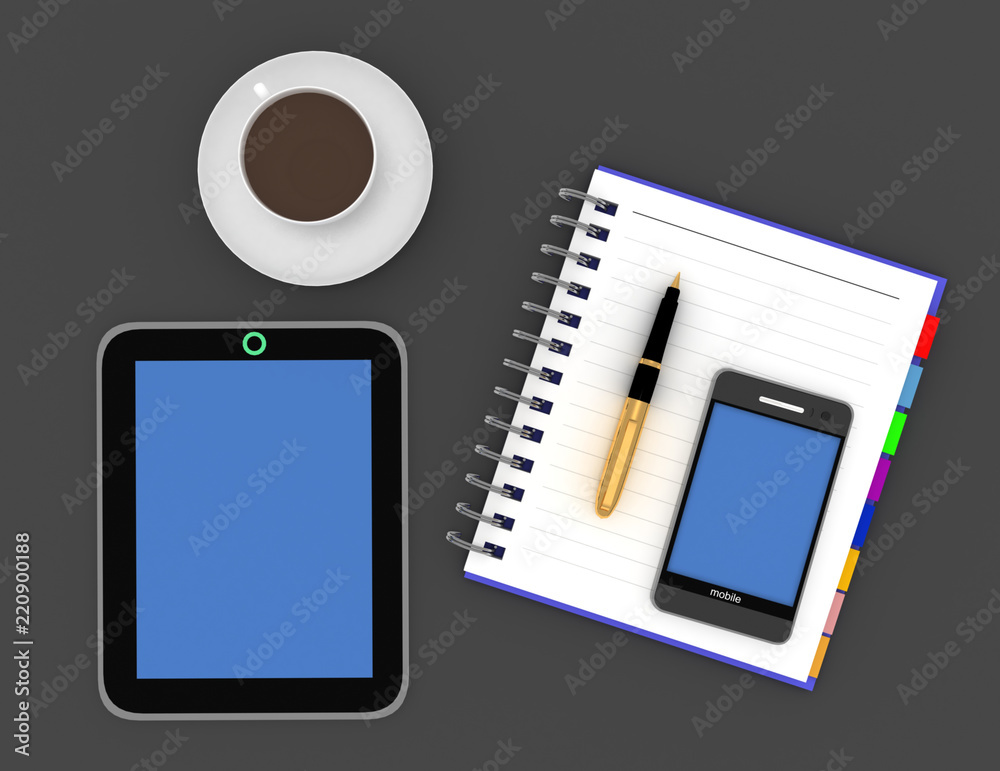 office table of businessman with tablet pc. business concept office table of businessman with tablet pc. business concept