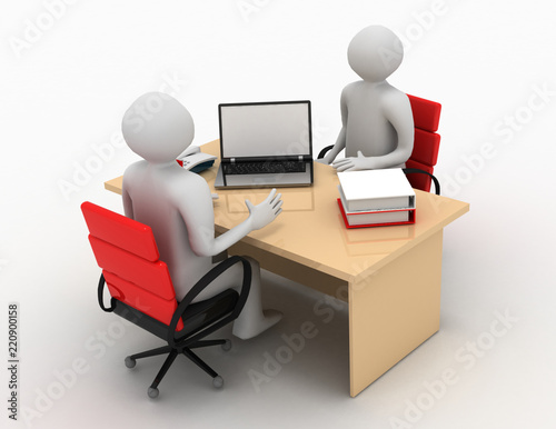 3d man, business meeting, job interview