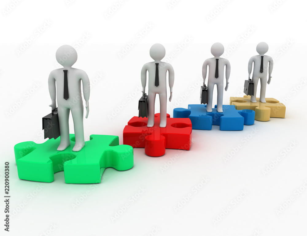 The concept of teamwork. 3D Illustration. Isolated The concept of teamwork. 3D Illustration. Isolated