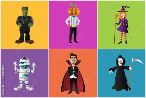Paper art style of Halloween character design for banner, poster or background.