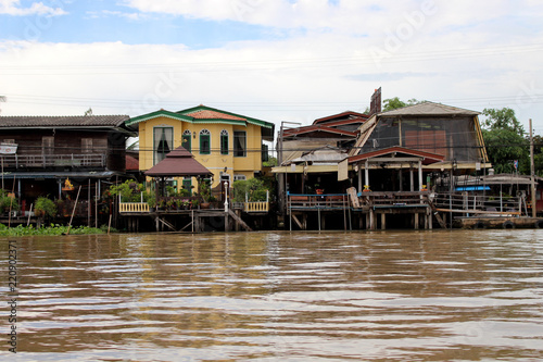 Waterfront homes at Chao Phraya River, Nonthaburi, Thailand