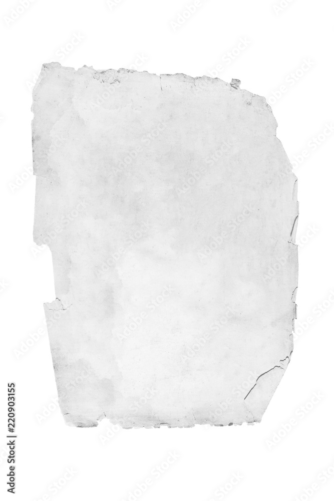 Obraz premium Old gray page on a white background. Isolated on white