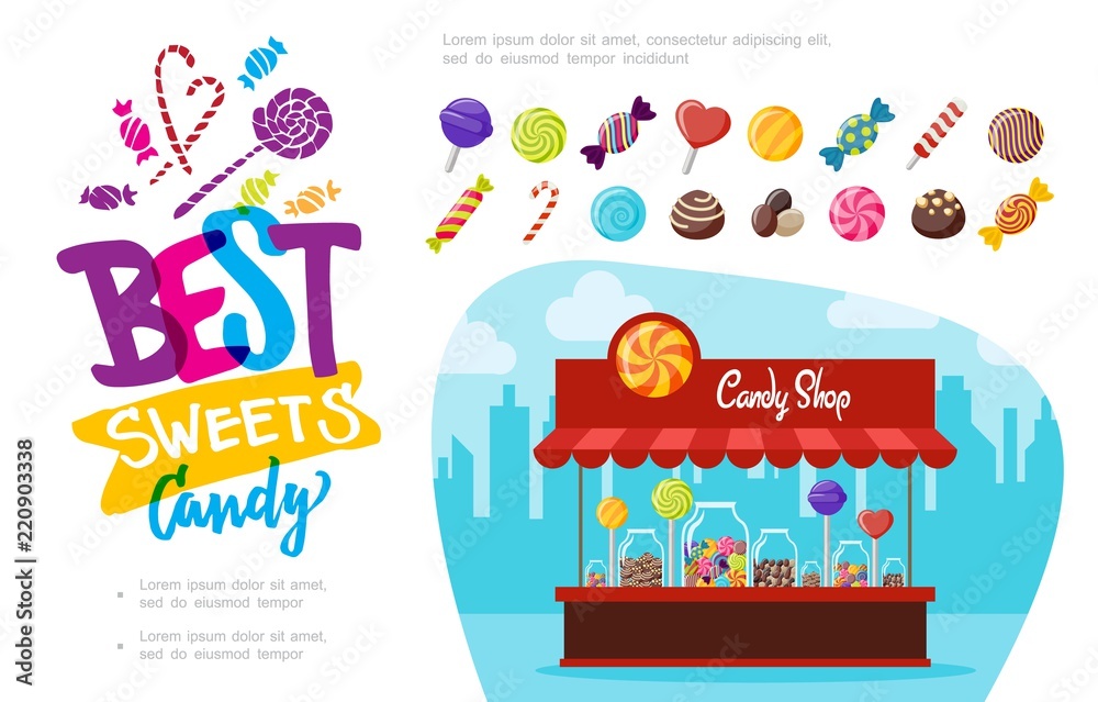 Flat Candy Shop Concept Flat Candy Shop Concept