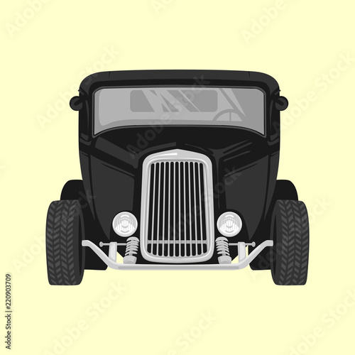 classic vintage retro custom car illustration vector side view