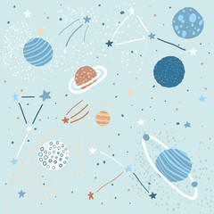 Crédence de cuisine Cosmos patrons Éléments spatiaux pour chambre enfantine  © artemoberland