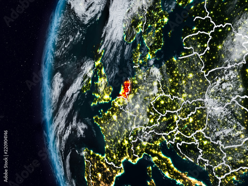 Netherlands from space during night