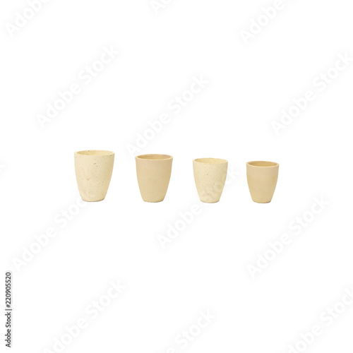 Fireproof products casting processing. Products for use in high modes, lining furnaces, foundry tracts, laboratory glassware,  isolated on white background. photo