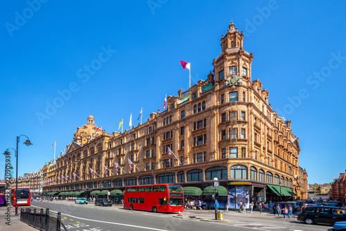 street view of london with famous department stores