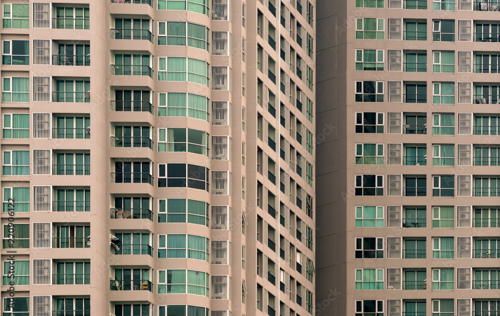 Windows of multi-storey building, close-up Windows of multi-storey building, close-up