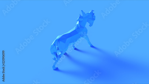 Blue Polygon Horse 3d illustration 3d rendering 