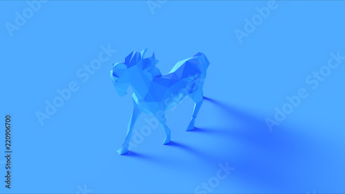 Blue Polygon Horse 3d illustration 3d rendering	