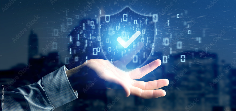 Man holding a Shield web security concept 3d rendering Man holding a Shield web security concept 3d rendering