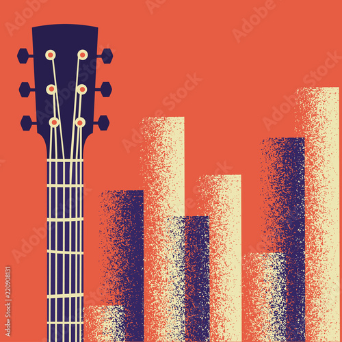 Canvas Print Retro Music poster background with guitar instrument