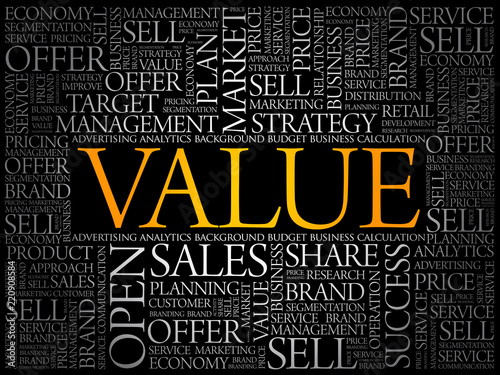 Value word cloud collage, business concept background