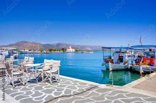 The small harbor on Elafonisos island, Peloponnese, Greece.