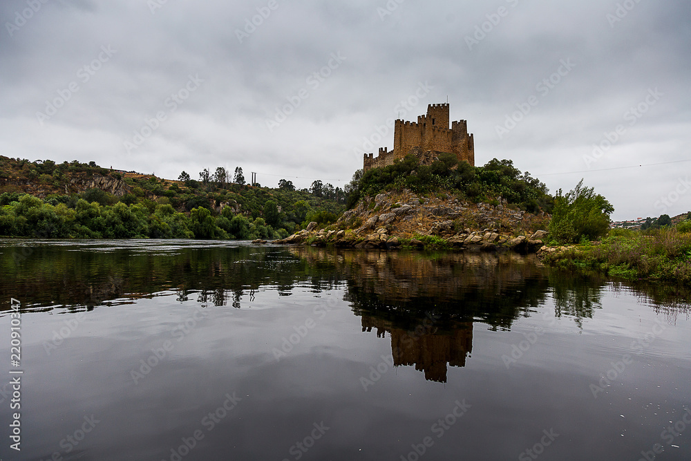Almourol's Castle on a Cloudy Day