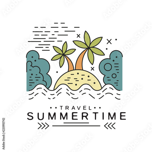 Travel summertime logo design, summer vacation emblem, design element for travel agency, tropical resort vector Illustration photo