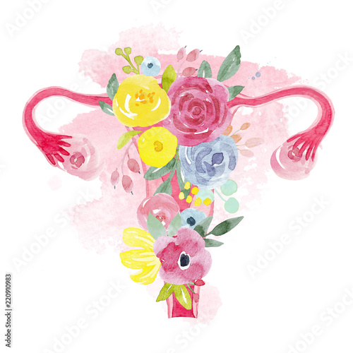 Fotótapéta Woman uterus with flowers illustration