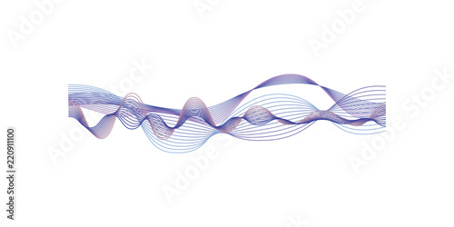 Audio digital equalizer technology, blue sound waves vector Illustration