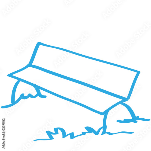 Handgezeichnete Parkbank in blau