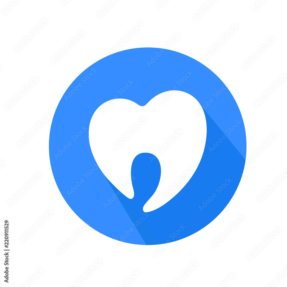 Circle of tooth, icon design in flat style. Dental care concept. Vector illustration isolated on white background. For mobile user interface. Circle of tooth, icon design in flat style. Dental care concept. Vector illustration isolated on white background. For mobile user interface.