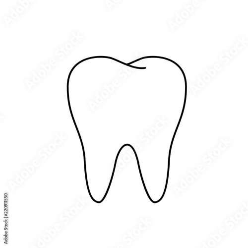 Single white and healthy tooth. Dental care concept. Icon design. Vector illustration isolated on white background.