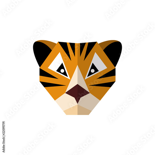 Fototapeta Naklejka Na Ścianę i Meble -  Flat style icon tiger on a white background