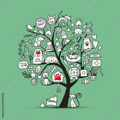 Pet shop, art tree for your design