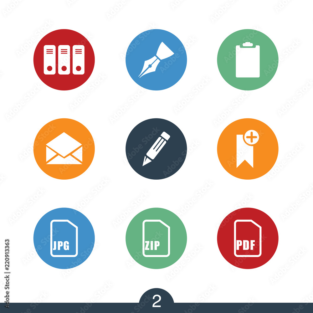 Set of modern stationery icons from a series in my portfolio Set of modern stationery icons from a series in my portfolio