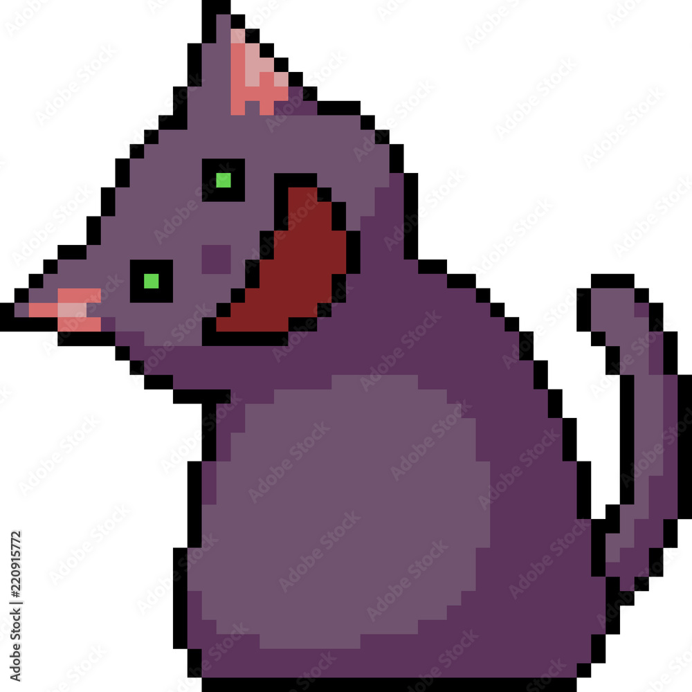 Fototapeta premium vector pixel art cat happy