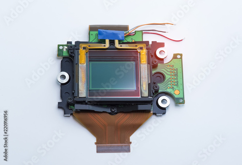 CCD sensors from the modern mass compact digital camera Isolated photo