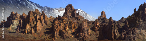 Pico del Teide, Canarias Lavalandschaft, Insel Teneriffa, Kanaren, Spanien, Europa, Panorama